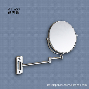 LED light wall-mounted comestic mirror Telescopic design magnifying make-up mirror stainless steel sliver brass smart lens bath